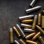 Ammo.ammunition,On,Dark,Background.,,top,View,And,Free,Space,For
